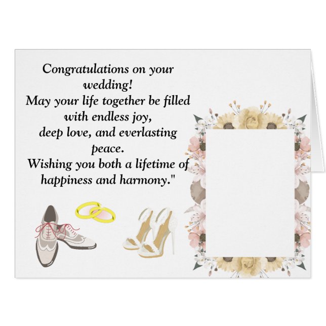 Elegant Wedding Congratulations Card | Romantic Fl (Front Horizontal)