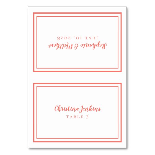 Elegant Wedding Coral Custom Guest Place Card