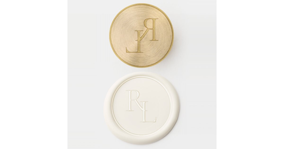 Elegant Wedding Couple Initials Monogram Wax Seal Stamp | Zazzle