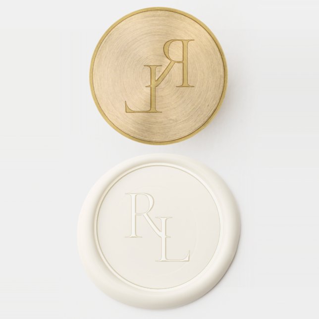 Elegant Wedding Couple Initials Monogram  Wax Seal Stamp (Stamped)