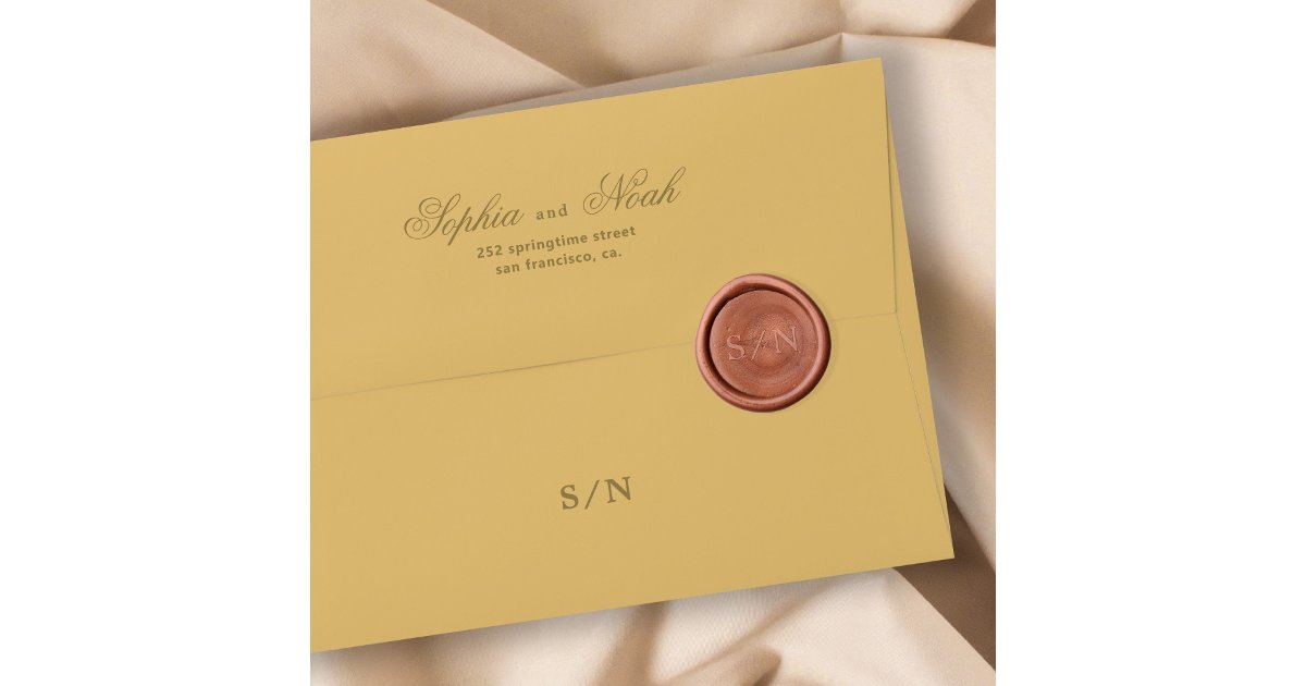 Elegant wedding couple monogram simple wax seal stamp | Zazzle