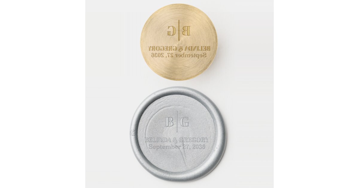 Elegant Wedding Couple Monogram Wax Seal Stamp | Zazzle