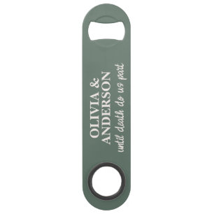 Elegant Wedding Couple Name Green Ivory Color Bar Key