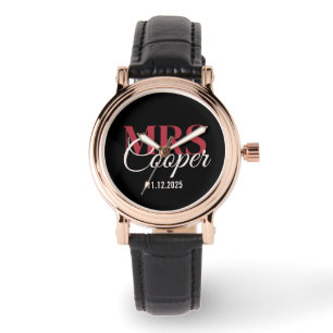 Elegant Wedding Couple Name Red Ivory Color  Watch