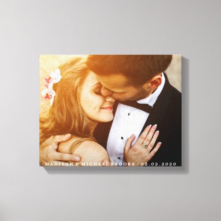 Elegant Wedding Couple Photo Keepsake Canvas Print