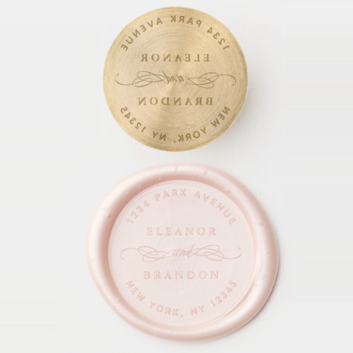 Elegant Wedding Couple Return Address Wax Seal Stamp