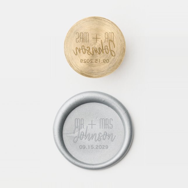 Elegant Wedding Couple Wax Seal Stamp (Stamped)
