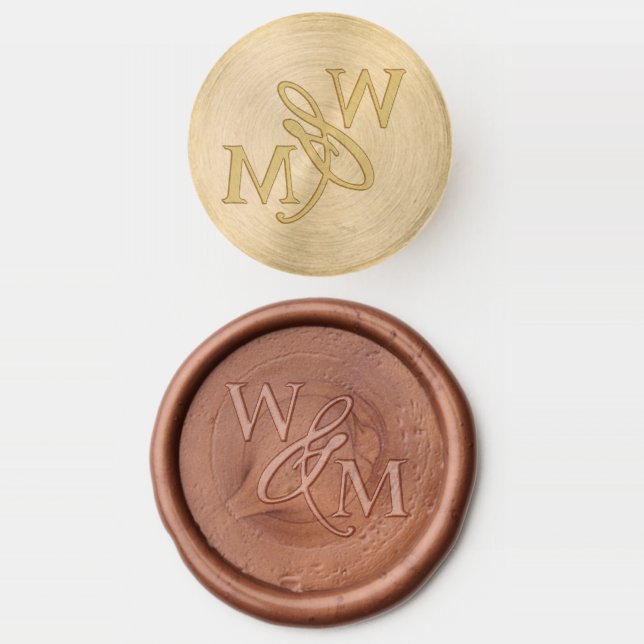 Elegant Wedding Couples Monogram Ampersand Wax Seal Stamp (Stamped)