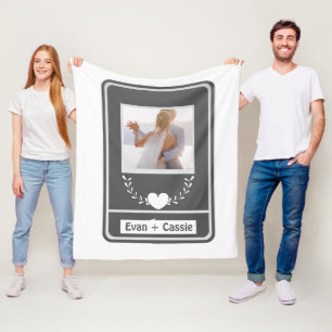 ELEGANT Wedding Couple's Photo Names Fleece Blanket