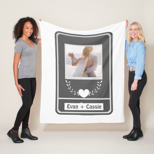 ELEGANT Wedding Couples Photo Names Fleece Blanket