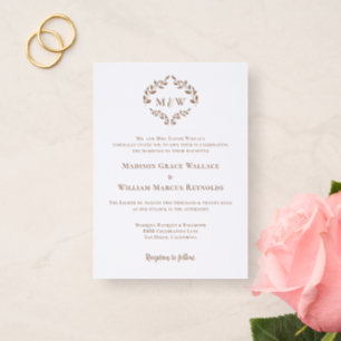 Elegant Wedding Crest Monogram Custom Letterpress Photo Cards