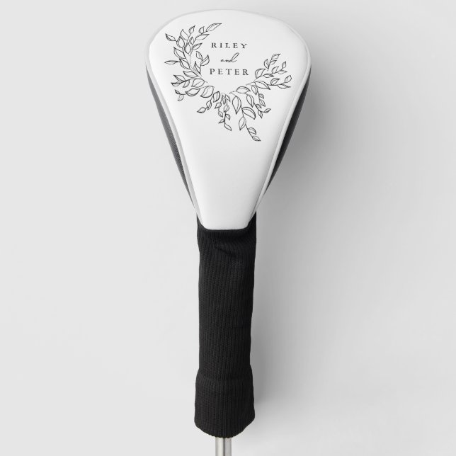 Elegant Wedding Crest Personalized Name and Year Golf Head Cover (Front)