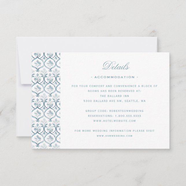 Elegant Wedding Crest w/ Roses Details Card (Front)
