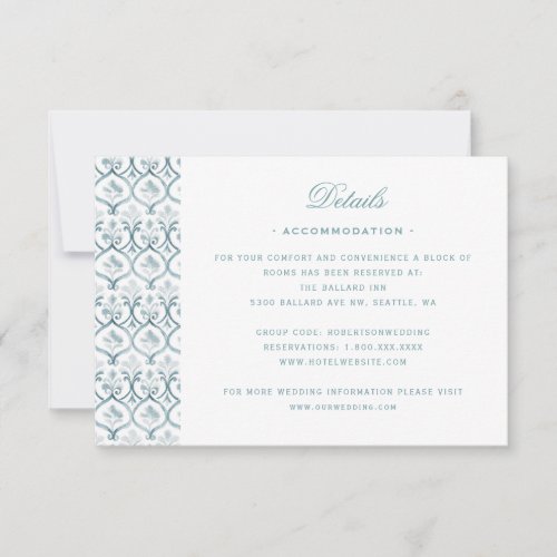 Elegant Wedding Crest w Roses Details Card