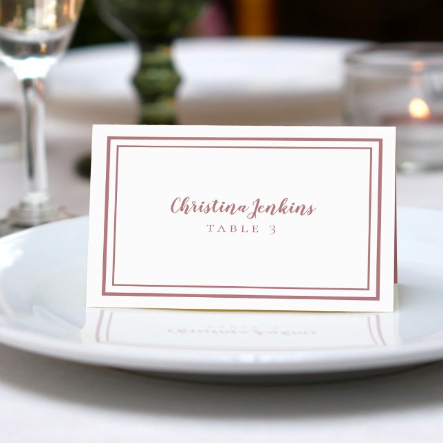 Elegant Wedding Custom Dusty Rose Guest Place Card (Creator Uploaded)