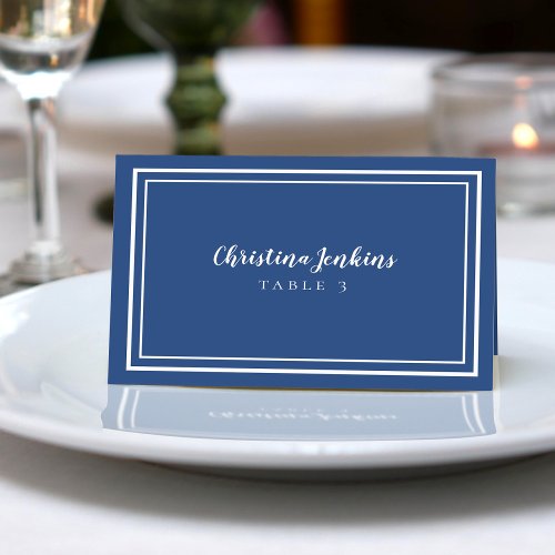 Elegant Wedding Custom Guest Place Card Blue
