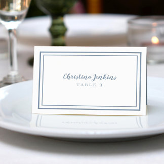 Elegant Wedding Custom Guest Place Card Dusty Blue