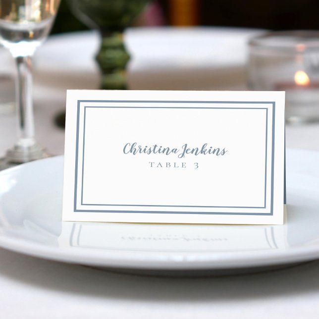 Elegant Wedding Custom Guest Place Card Dusty Blue (Creator Uploaded)