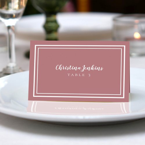 Elegant Wedding Custom Guest Place Card Dusty Rose