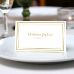 Elegant Wedding Custom Guest Place Card Gold White at Zazzle