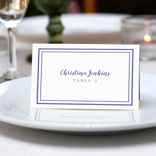 Elegant Wedding Custom Guest Place Card Periwinkle