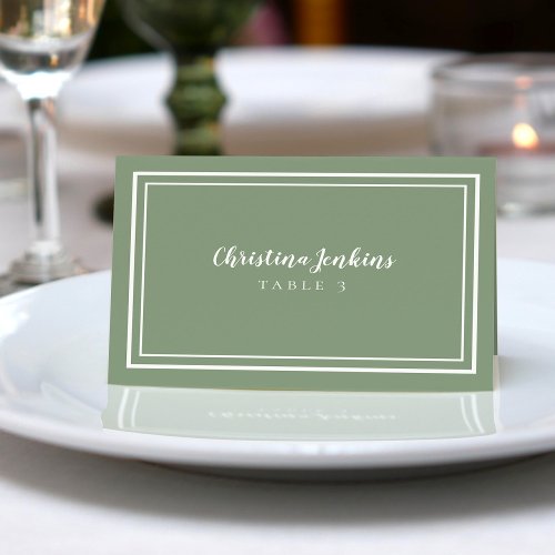Elegant Wedding Custom Guest Place Card Sage Green