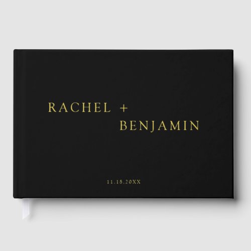 Elegant Wedding Custom Modern Black Minimalist Foil Guest Book