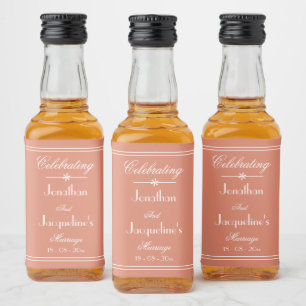 Elegant Wedding Custom Names Terracotta Cute Mini Liquor Bottle Label