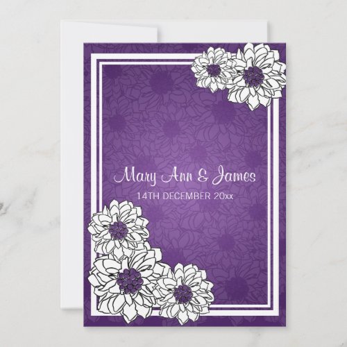 Elegant Wedding Dahlia Floral Purple Announcements
