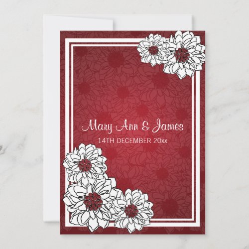 Elegant Wedding Dahlia Floral Red Invitation