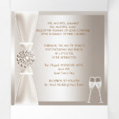 Elegant Wedding Damask Cream White Champagne 3 Tri-Fold Invitation (Inside Middle)