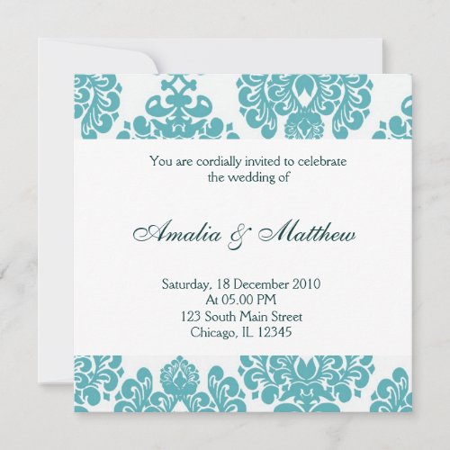 Elegant Wedding Damask Custom Invitations