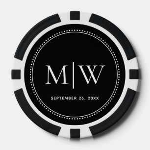Elegant Wedding Date Couple Monogram Poker Chips