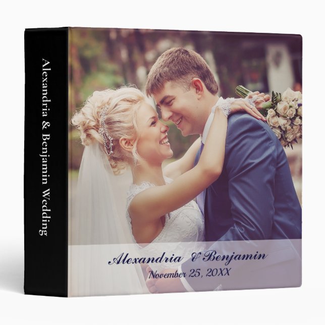 Elegant Wedding Day Bride Groom Photo 3 Ring Binder (Front/Spine)