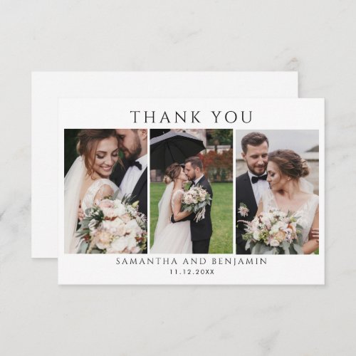 Elegant Wedding Day Photo Collage Thank You Note Card