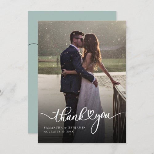 Elegant Wedding  Day Photo Hand_Lettered Thank You Note Card