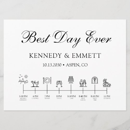 Elegant Wedding Day Timeline  Program