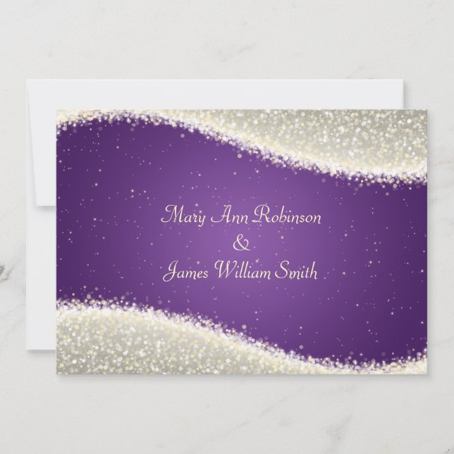 Elegant Wedding Dazzling Sparkles Purple Invitation (Front)