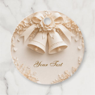 Elegant wedding design with bells and roses favor tags