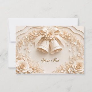 Elegant wedding design with bells and roses save the date