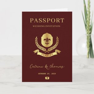 Elegant Wedding Destination Passport World Map Invitation