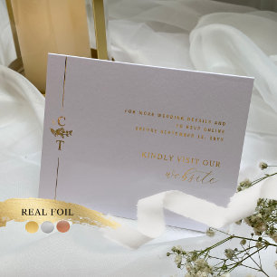 Elegant Wedding Details and RSVP Online Enclosure  Foil Card