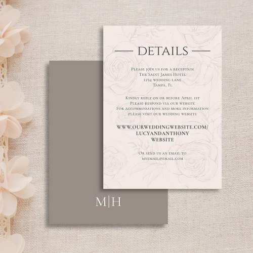 Elegant Wedding Details Blush Floral Greenery Enclosure Card