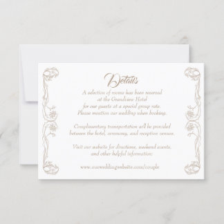 Elegant Wedding Details Card – Green Rose Filigree