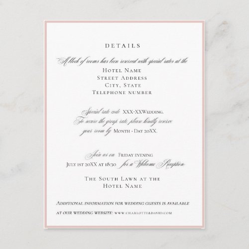Elegant Wedding Details Enclosure Card Charlotte F