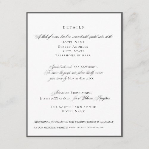 Elegant Wedding Details Enclosure Card CharlotteB