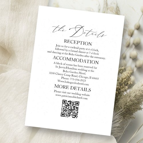 Elegant Wedding Details Enclosure Cards