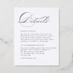 Elegant wedding details formal letterpress enclosure card