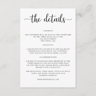 Elegant Wedding Details Invitation Insert