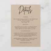 Elegant Wedding Details Invitation Insert